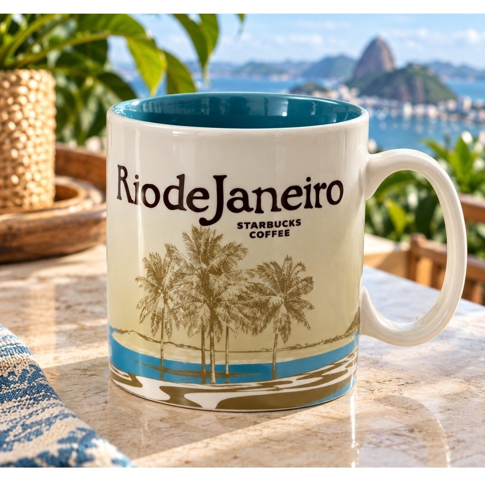 Starbucks Rio de Janeiro Global Icon City Mug 16 oz 2015 Blue Cream Brazil